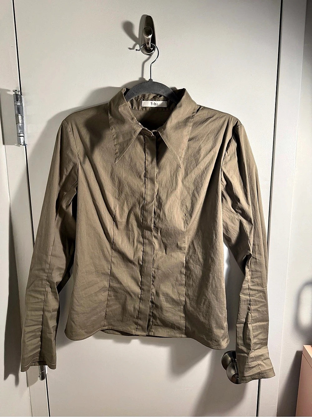 Tibi Women's Button Down Shirt in Brown Like New